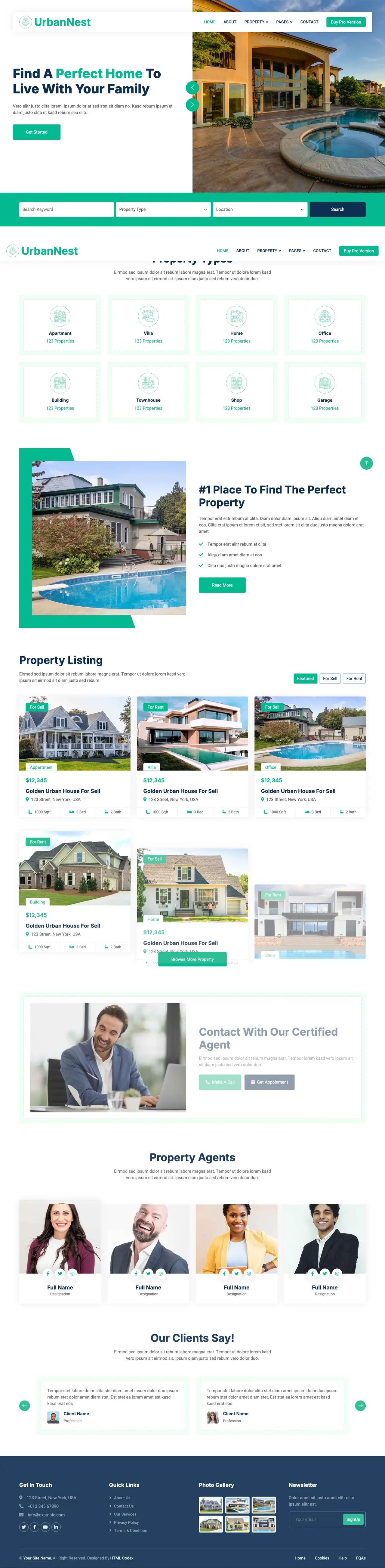 UrbanNest Realty — Real Estate website design